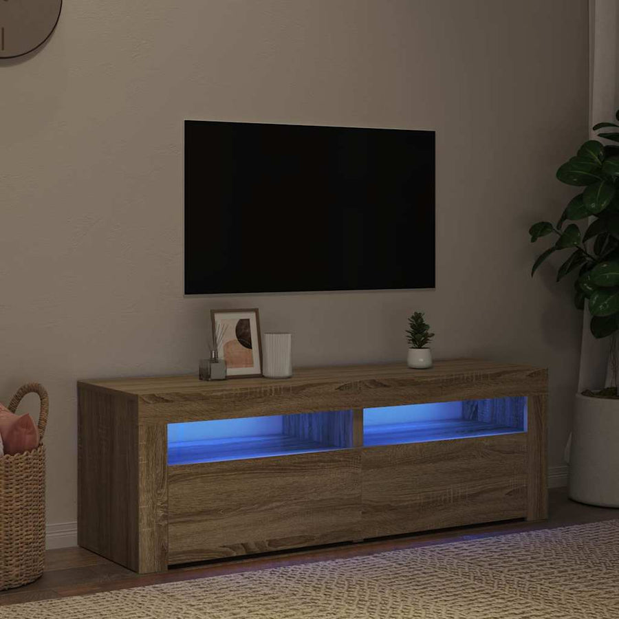TV Cabinet with LED Lights Sonoma Oak 120x35x40 cm