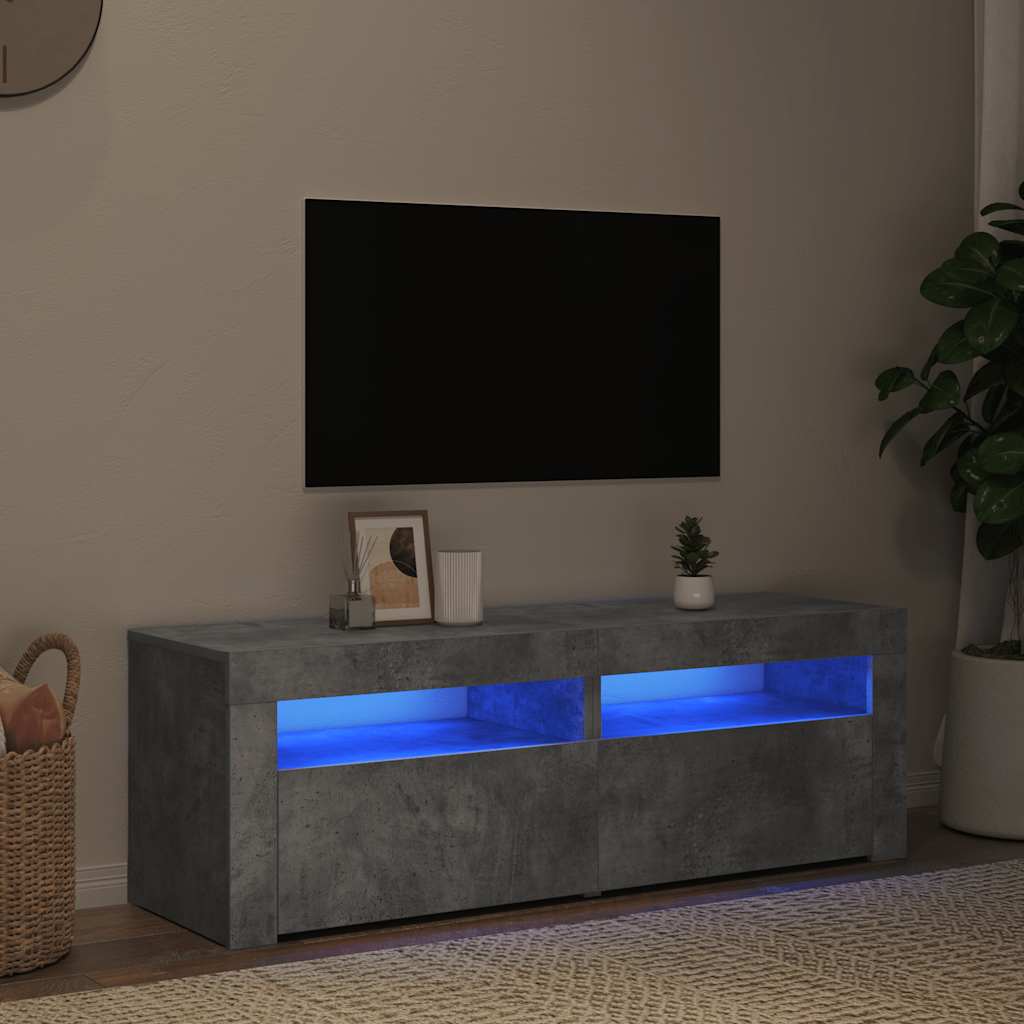 TV Cabinet with LED Lights Concrete Grey 120x35x40 cm