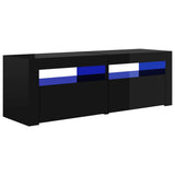 TV Cabinet with LED Lights High Gloss Black 120x35x40 cm - Front View