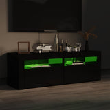 TV Cabinet with LED Lights High Gloss Black 120x35x40 cm - Side View