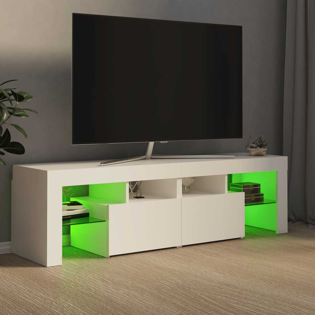 TV Cabinet with LED Lights White 140x36.5x40 cm