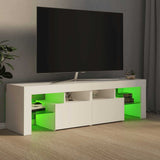 TV Cabinet with LED Lights White 140x36.5x40 cm - 45-Degree Angle
