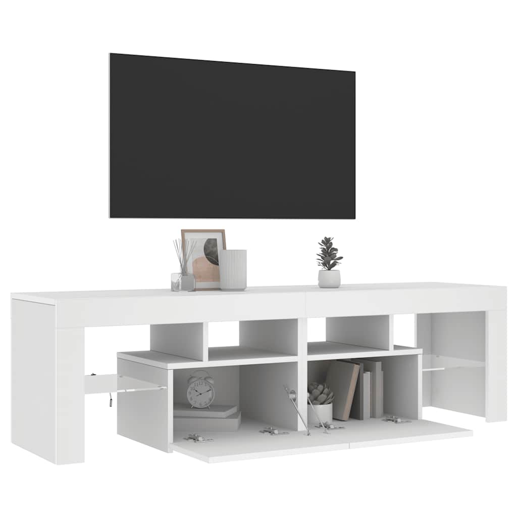 TV Cabinet with LED Lights White 140x36.5x40 cm