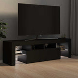 TV Cabinet with LED Lights Black 140x36.5x40 cm - Side View