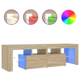 TV Cabinet with LED Lights Sonoma Oak 140x36.5x40 cm - Front View