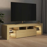 TV Cabinet with LED Lights Sonoma Oak 140x36.5x40 cm - Side View