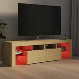 TV Cabinet with LED Lights Sonoma Oak 140x36.5x40 cm - 45-Degree Angle