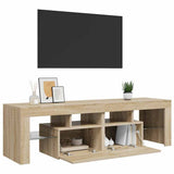 TV Cabinet with LED Lights Sonoma Oak 140x36.5x40 cm - Rear View