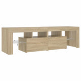 TV Cabinet with LED Lights Sonoma Oak 140x36.5x40 cm - Close-Up Angle