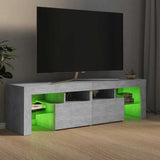 TV Cabinet with LED Lights Concrete Grey 140x36.5x40 cm - Side View