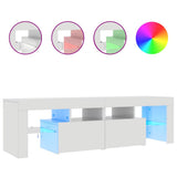 TV Cabinet with LED Lights High Gloss White 140x36.5x40 cm - Front View