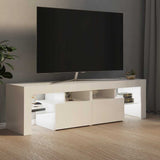 TV Cabinet with LED Lights High Gloss White 140x36.5x40 cm - Side View