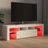 TV Cabinet with LED Lights High Gloss White 140x36.5x40 cm - 45-Degree Angle