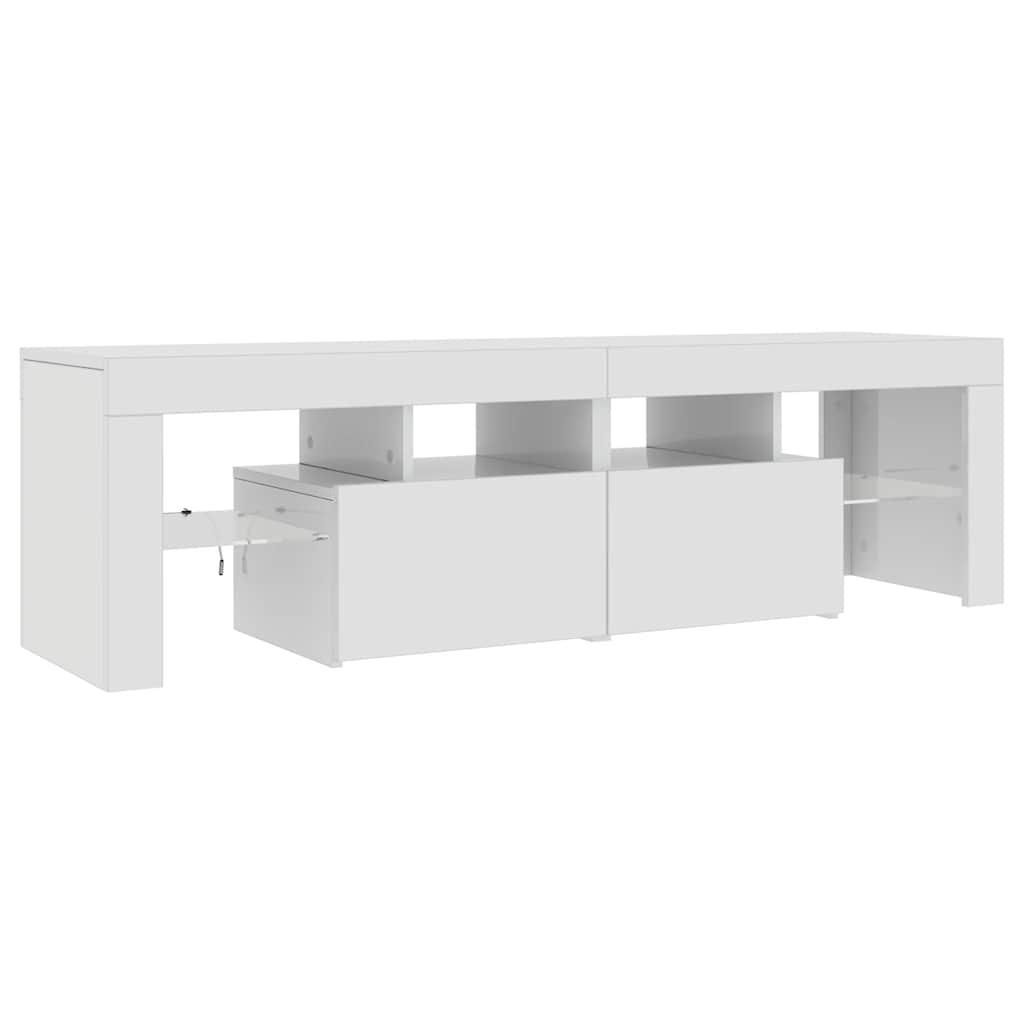 TV Cabinet with LED Lights High Gloss White 140x36.5x40 cm