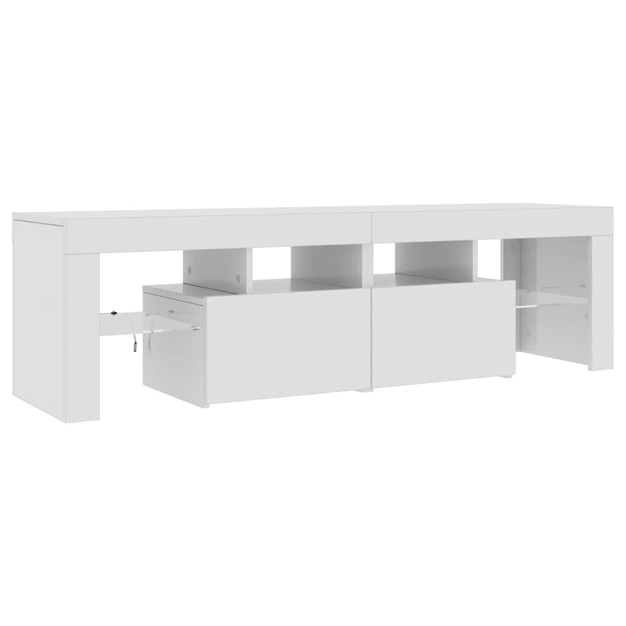 TV Cabinet with LED Lights High Gloss White 140x36.5x40 cm