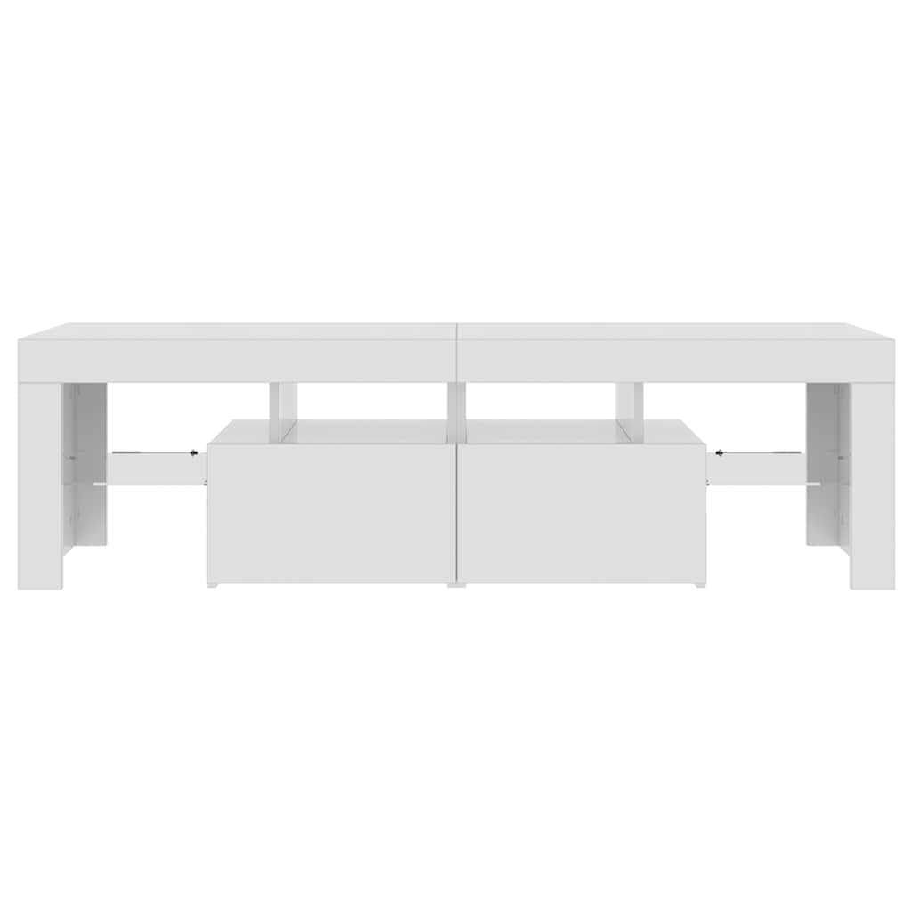 TV Cabinet with LED Lights High Gloss White 140x36.5x40 cm