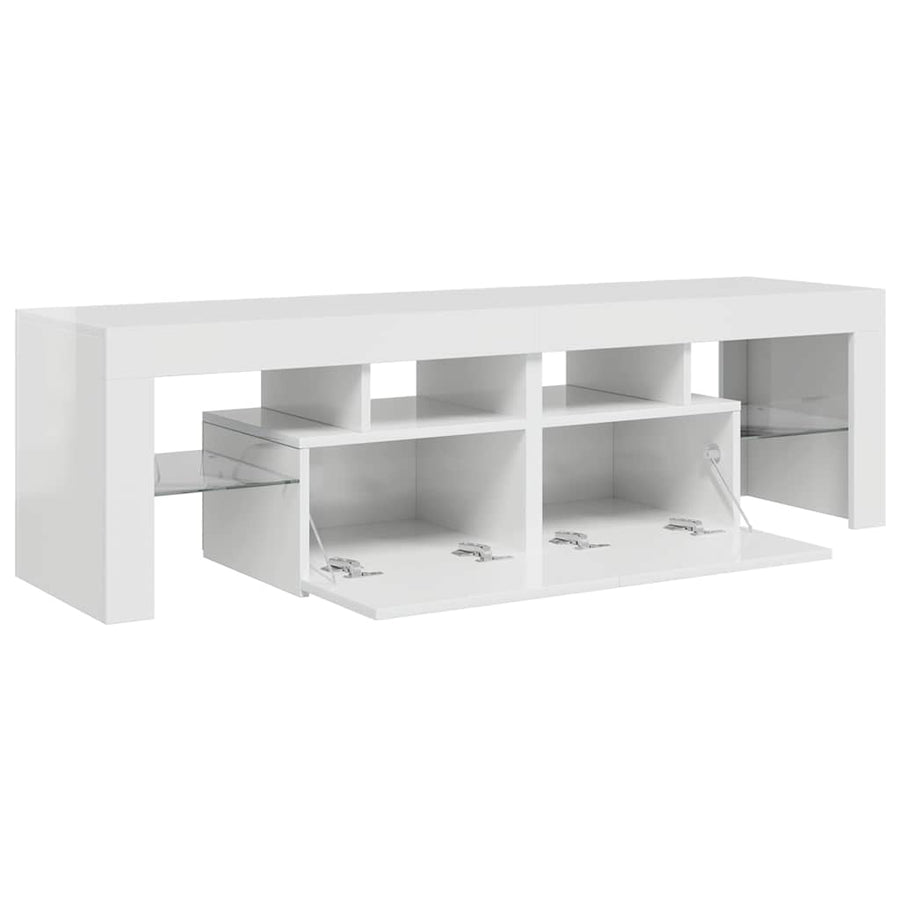 TV Cabinet with LED Lights High Gloss White 140x36.5x40 cm