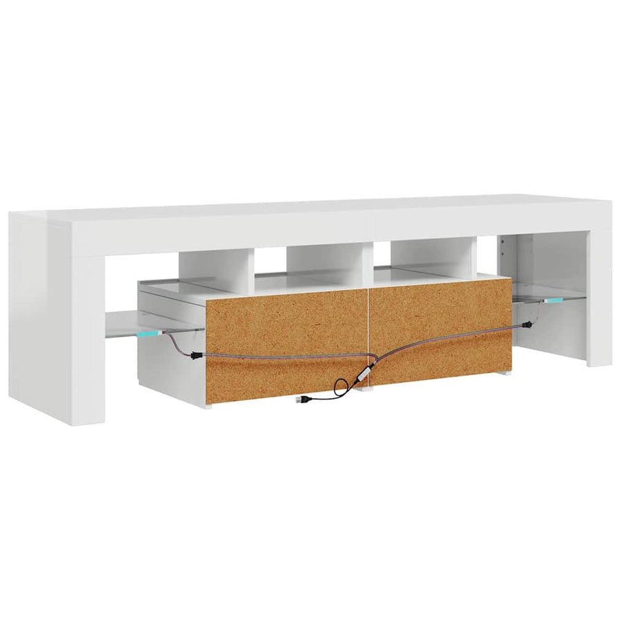 TV Cabinet with LED Lights High Gloss White 140x36.5x40 cm
