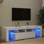TV Cabinet with LED Lights High Gloss White 140x36.5x40 cm