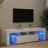 TV Cabinet with LED Lights High Gloss White 140x36.5x40 cm