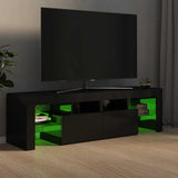 TV Cabinet with LED Lights High Gloss Black 140x36.5x40 cm