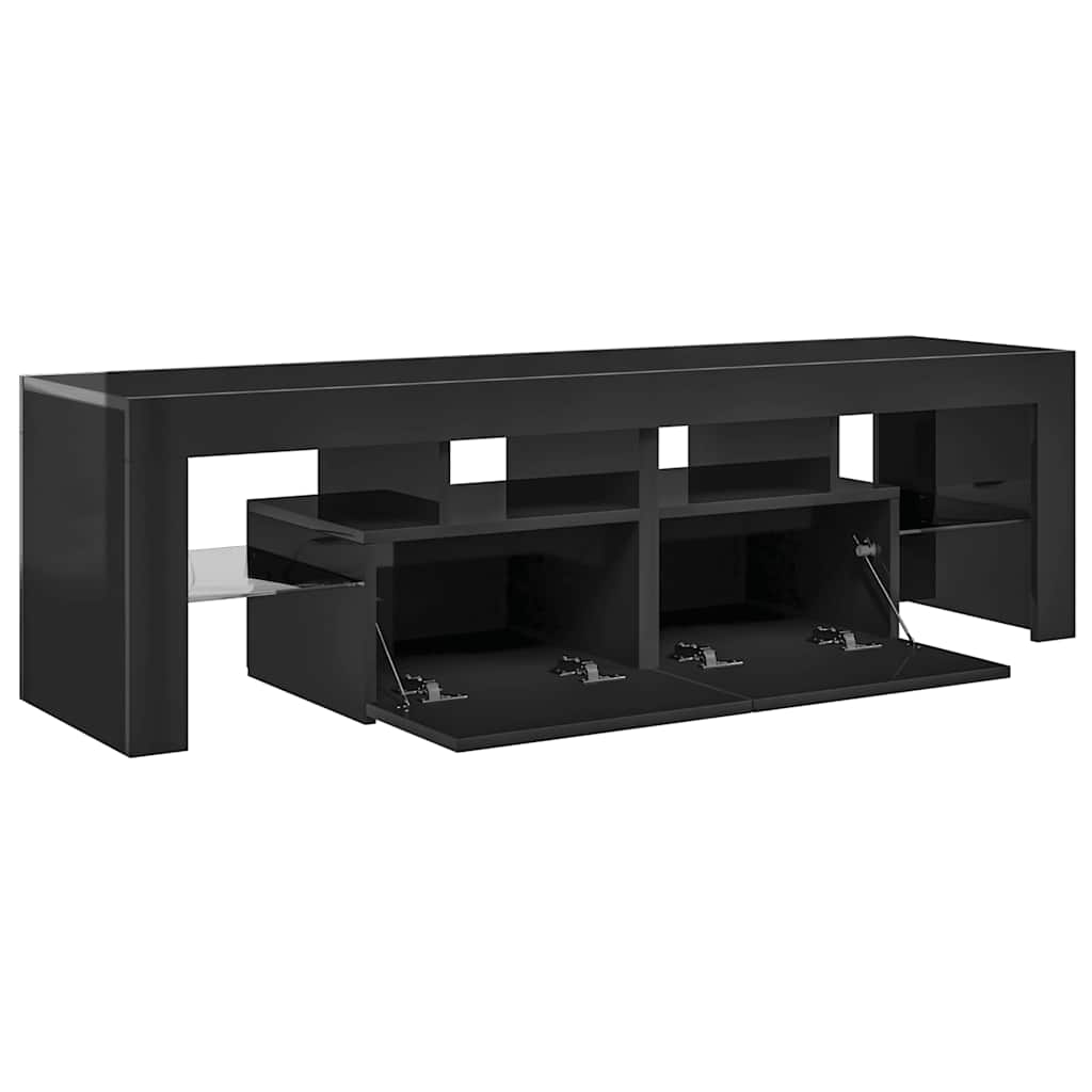 TV Cabinet with LED Lights High Gloss Black 140x36.5x40 cm