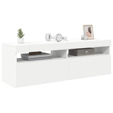TV Cabinet with LED Lights White 120x35x40 cm - Top-Down View