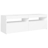 TV Cabinet with LED Lights White 120x35x40 cm - 45-Degree Angle