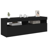 TV Cabinet with LED Lights Black 120x35x40 cm - Top-Down View