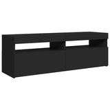 TV Cabinet with LED Lights Black 120x35x40 cm - 45-Degree Angle