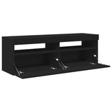 TV Cabinet with LED Lights Black 120x35x40 cm - Low Angle