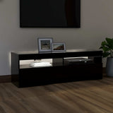 TV Cabinet with LED Lights Black 120x35x40 cm - Side View