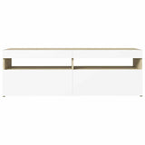 TV Cabinet with LED Lights White and Sonoma Oak 120x35x40 cm