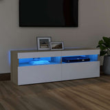 TV Cabinet with LED Lights White and Sonoma Oak 120x35x40 cm