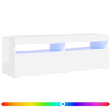 TV Cabinet with LED Lights High Gloss White 120x35x40 cm