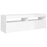 TV Cabinet with LED Lights High Gloss White 120x35x40 cm - 45-Degree Angle