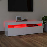 TV Cabinet with LED Lights High Gloss White 120x35x40 cm - Top-Down View