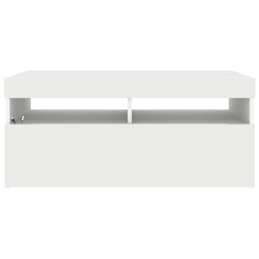 TV Cabinet with LED Lights White 90x35x40 cm