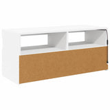 TV Cabinet with LED Lights White 90x35x40 cm - Close-Up Angle