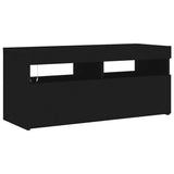 TV Cabinet with LED Lights Black 90x35x40 cm