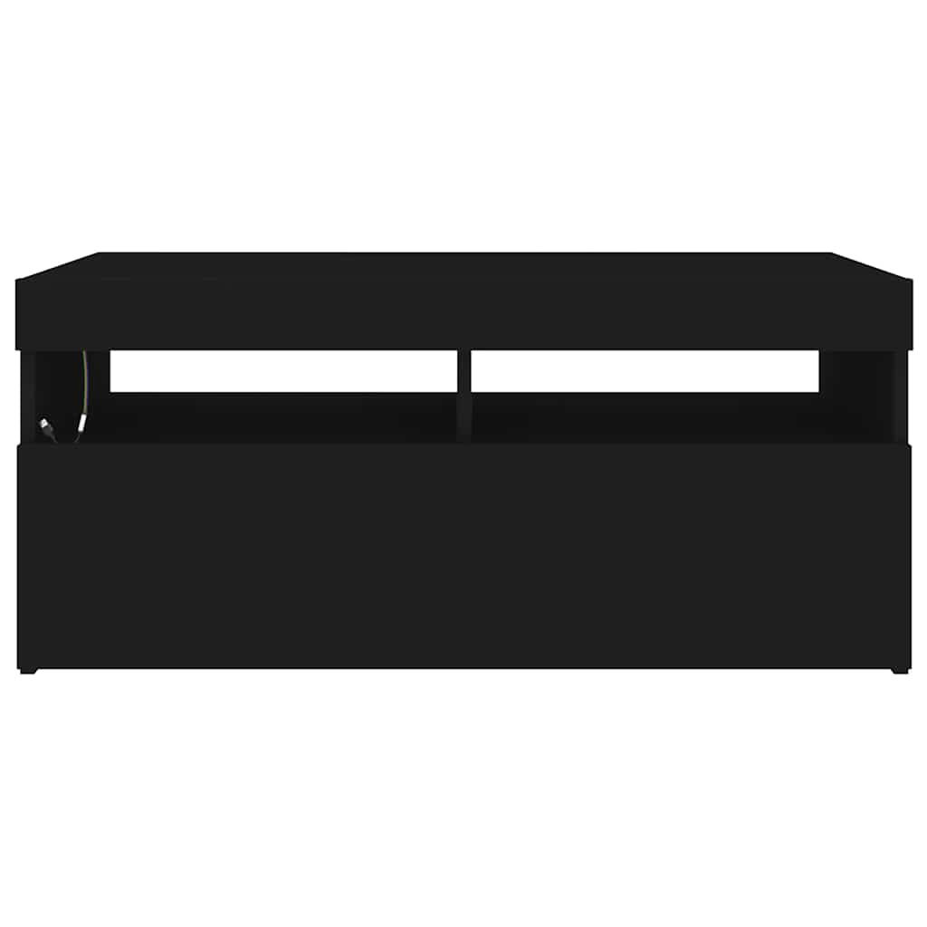 TV Cabinet with LED Lights Black 90x35x40 cm