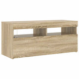 TV Cabinet with LED Lights Sonoma Oak 90x35x40 cm