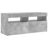 TV Cabinet with LED Lights Concrete Grey 90x35x40 cm - Top-Down View