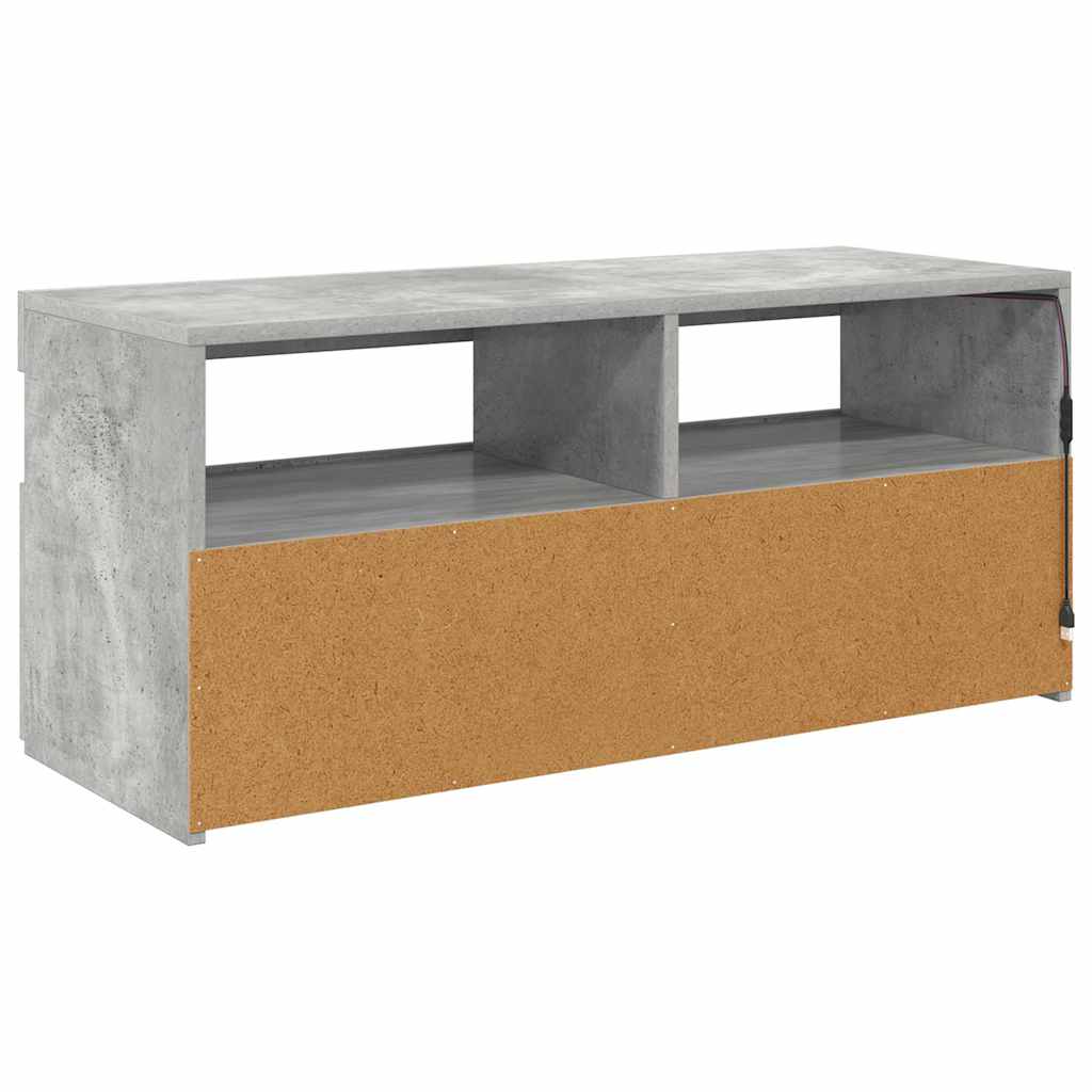 TV Cabinet with LED Lights Concrete Grey 90x35x40 cm