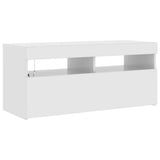 TV Cabinet with LED Lights High Gloss White 90x35x40 cm