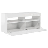 TV Cabinet with LED Lights High Gloss White 90x35x40 cm