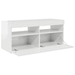 TV Cabinet with LED Lights High Gloss White 90x35x40 cm