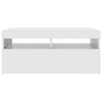 TV Cabinet with LED Lights High Gloss White 90x35x40 cm