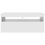 TV Cabinet with LED Lights High Gloss White 90x35x40 cm - Rear View