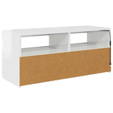 TV Cabinet with LED Lights High Gloss White 90x35x40 cm